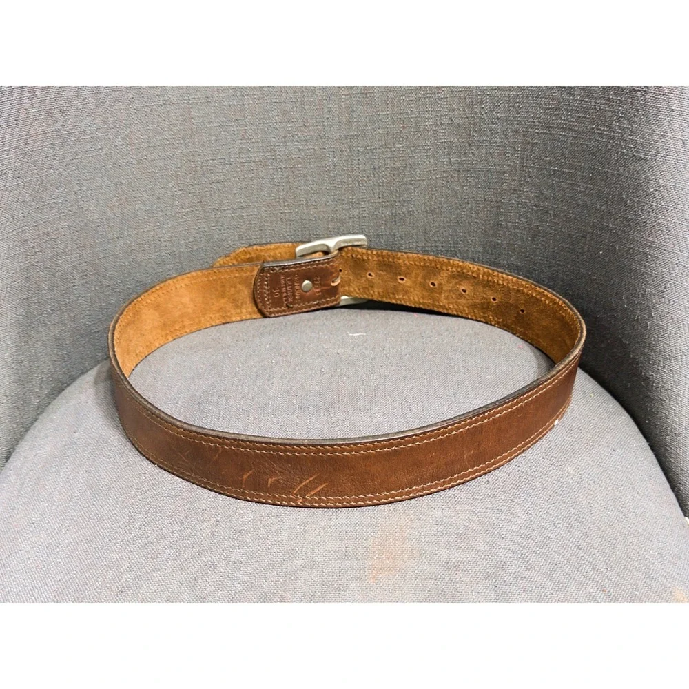 Abercrombie &‎ Fitch Men's Leather Belt sz 30 Solid Brass buckle workwear rugged